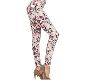 Custom High Waist Soft Peach Skin Floral Printed Women <b>Leggings</b> Wholesale Casual Stretch Vintage Rose Print <b>Ankle</b> <b>Length</b> Fitness - Product Image 1