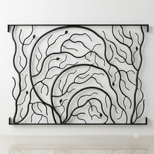 Barandilla de Escalera de Hierro Forjado de Estilo Moderno, Montada en la Pared, con Diseño de Rama de Árbol Resistente al Óxido, Tamaño Personalizable, Antirrobo; Fácil de Instalar - Product Image 1
