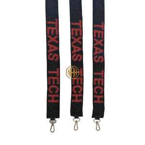 Sangle de sac à main brodée perlée faite à la main Texas Tech, sangle de sac à bandoulière noire à sequins, vente en gros personnalisée - Product Image 4