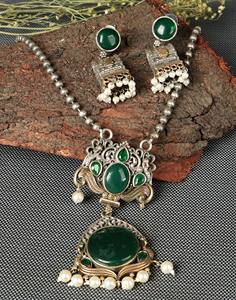 Conjunto de Joyería de Plata Oxidada con Piedra de Ónix, Diseño Étnico Bohemio para Parejas, Regalo de Boda o Compromiso para Mujer - Product Image 3