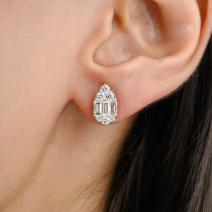 18K Pear Shape Diamond Cluster <b>Earrings</b> for Her - Product Image 1