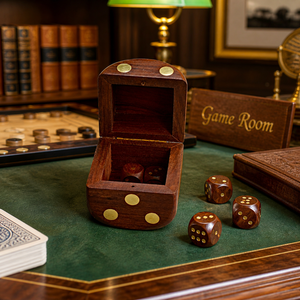 Caja de Almacenamiento para Dados Hecha a Mano en India con Incrustaciones de Latón y Madera de Palisandro |   Estuche Organizador de Dados de Madera de Lujo |   Accesorio Decorativo para Juegos, Regalo - Product Image 4