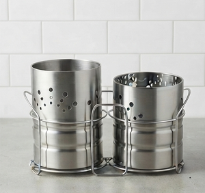 Porta Utensilios de Acero Inoxidable, 2 Piezas, Soporte Cilíndrico para Cubiertos, Organizador de Cubertería para Cocina - Product Image 3