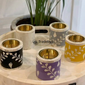 Porte-bougie élégant en os incrusté fait main, qualité supérieure, décoration d'intérieur par Tradebyd - Product Image 2