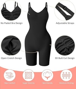 Body ajustado marrón para mujer con tirantes finos, sin mangas, control de abdomen, moldeador, largo por encima de la rodilla, ropa deportiva - Product Image 6