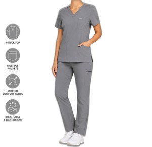 Ensemble de blouses médicales pour femmes, uniforme d'infirmière, vêtements de travail pour hôpital et soins de santé, tissu extensible, uniforme de médecin et d'infirmière - Product Image 1