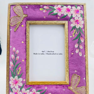 Trendy Bee Design Luxury Handmade Modern Fabric Wall <b>Mount</b> <b>Photo</b> Frame Spring Collection Embroidered Beaded Lightweight Durable - Product Image 1