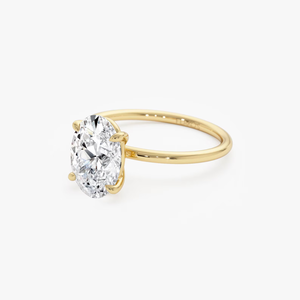 Anillo de compromiso de lujo para mujer con diamante sintético cultivado en laboratorio de 2 quilates, corte ovalado, oro amarillo, certificado IGI - Product Image 2