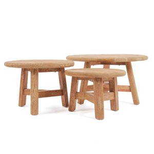 Ensemble de table basse Kenzo pour salon moderne, construction authentique en teck de qualité supérieure, meubles multifonctionnels circulaires pour l'exposition - Product Image 3