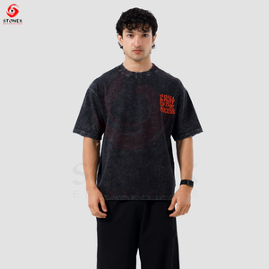 Men's Vintage Washed Oversized <b>Boxy</b> <b>T</b>-<b>Shirt</b> Heavy Cotton Relaxed Fit Street Style Crew Neck Casual Fashion Tee for Summer Outfit - Product Image 2