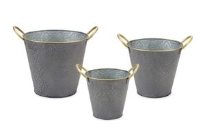 Hermosa maceta metálica con acabado liso y diseño artístico para un estilo elegante en el hogar. Maceta de hierro hecha a mano por expertos. - Product Image 2