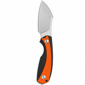Cuchillos de desollar para exteriores con mango contorneado naranja y negro, hoja satinada de perfil ancho, protector de dedos y ojal para cordón, para trabajos de campo - Product Image 6