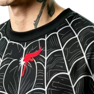เสื้อยืดผู้ชายลายกราฟิก แขนสั้น คอกลม พิมพ์ลายใยแมงมุมด้านหน้า สไตล์ลำลอง สตรีทแวร์ โพลีเอสเตอร์ 100% สีดำ เสื้อผ้าขายส่ง - Product Image 5