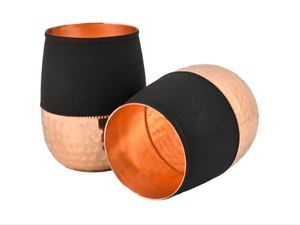 Copper Double Wall Tumblers Set of 2 350ml Cherry Color with <b>Straw</b> Elegant Smooth Finish for Ayurveda Health Benefits - Product Image 3