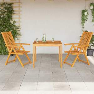 Juego de comedor de jardín de madera maciza de acacia marrón de 3 piezas - Product Image 4
