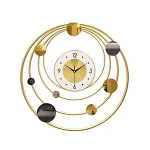 Luxury 60cm <b>Large</b> Wall Clock Modern Minimalist Black Metal <b>Frame</b> Gold Accents Silent Quartz Movement for Premium Home Decor - Product Image 2