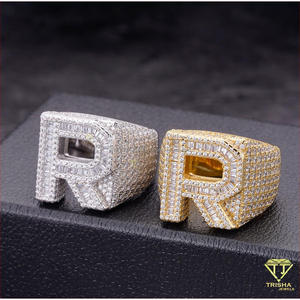 Anillo de plata 925 con diamante cultivado en laboratorio, letra R, joyería brillante para compradores mayoristas - Product Image 4