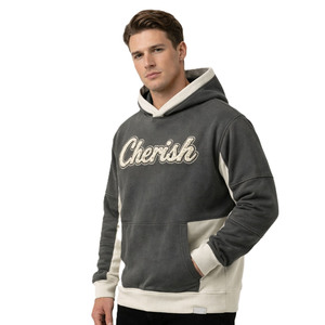 Sudaderas con capucha de algodón grueso con bloques de color para hombre, bordado de chenilla, estilo urbano oversize, logotipo personalizado, proveedor OEM de sudaderas con capucha para hombre - Product Image 3
