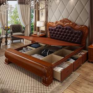 Cadre de lit en panneaux de teck massif - Product Image 1