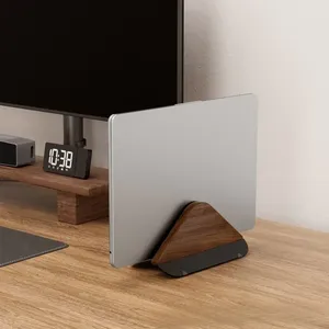 Walnut Wooden Laptop <b>Stand</b> Vertical Notebook Holder <b>Desktop</b> Docking Riser Space Saving Display <b>Stand</b> for MacBook - Product Image 6