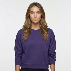 Sweat-shirt à col rond en coton pour femmes Vente en gros Sweat-shirt oversize à épaules tombantes décontracté Sweats à capuche pour femmes Sweat-shirt en coton - Product Image 1