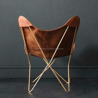 2024 moderne Style industriel marron cuir papillon chaise fer à manger chaise pour maison cuisine hôtel meubles inde fabriqué en usine