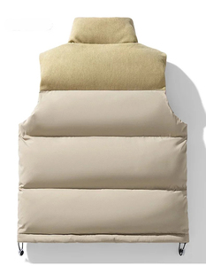 Gilet matelassé kaki pour homme, col montant, avec empiècements en velours côtelé, style décontracté pour l'extérieur, personnalisable OEM, forte demande, vente en gros - Product Image 2