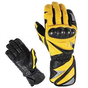 Guantes de Motocicleta de Cuero Amarillo y Negro, Largos hasta la Muñeca, Transpirables, de Poliéster, Estilo Deportivo, para Ciclismo, Primavera y Otoño - Product Image 1