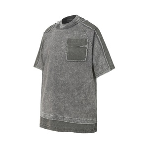 Haut décontracté pour homme, style vintage, deux pièces, bicolore, respirant, 100 % coton, coupe ajustée, confortable, avec détails usés, fabrication soignée, lavé pour l'été - Product Image 3