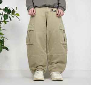 Pantalon en toile de coton à jambes larges pour homme, taille élastique, décontracté, respirant, style streetwear, blanc - Product Image 4