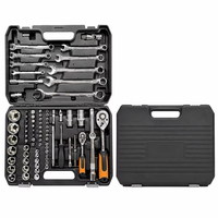 Juego de Llaves de Tubo Automotrices Completo de 82 Piezas con Trinquete, Puntas, Extensiones y Articulaciones en Estuche Rígido para Reparación de Automóviles
