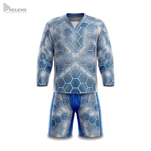 Ensemble de maillot de hockey sur glace personnalisé par sublimation, manches longues, uniforme de hockey pour hommes et short en maille hexagonale, n'importe quel design/couleur - Product Image 1