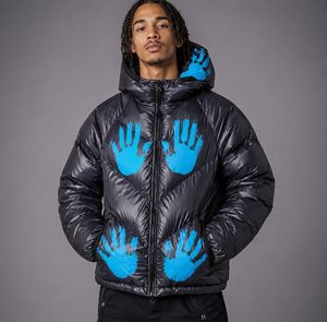 Veste doudoune matelassée coupe courte vintage en tissu épais, coupe-vent, à capuche, à changement de couleur, avec impression d'encre thermochromique personnalisée, style streetwear, pour l'hiver - Product Image 1