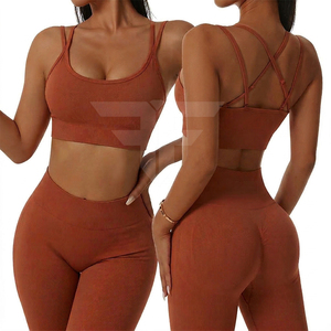 Women Seamless Compression Breathable High Stretch Sports <b>Top</b> Adjustable Back Strappy <b>Cross</b> Workout Wear Yoga Bra - Product Image 1