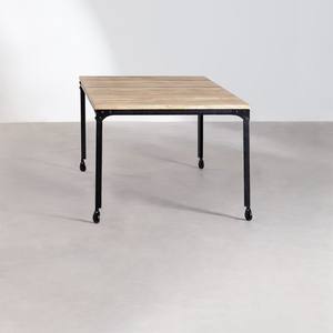 Mesa de comedor rectangular Vandana Amber Flow con ruedas en madera reciclada y acero (200x100 cm) Nika - Product Image 2