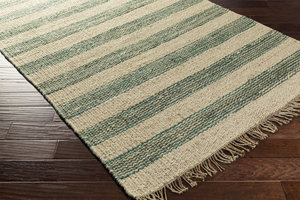 Tapis rayé fait main en jute et chanvre 100% naturel – Tapis bohème tissé à la main respectueux de l'environnement pour le salon - Product Image 4