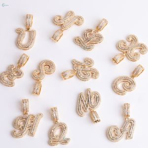 Pendentif en diamant de laboratoire taille baguette serti de pierres, pendentif alphabet personnalisé, pendentif unisexe hip-hop - Product Image 6