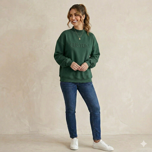 High Quality Fabric Polyester / Cotton Fleece Applique Embroidery Letter Pattern Women's Pullover Mock Neck Sweatshirt - Product Image 6