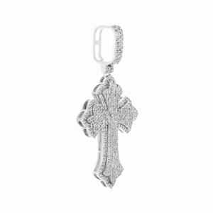 10K <b>Solid</b> White <b>Gold</b> Round Brilliant Cut Diamond Christian Men's Religious Cross Charm <b>Pendant</b> 1.80" 1 CT Hip-Hop Jewelry - Product Image 3