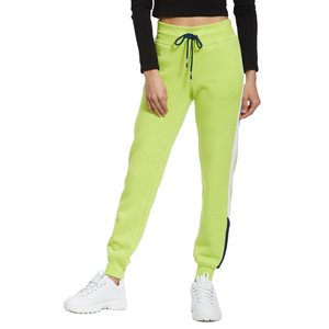 Pantalones Cargo de Forro Polar Verde Lima para Mujer, con Franja Lateral Blanca, Cintura Elástica Media, Corte Regular, Largos, Formales, Transpirables para Primavera - Product Image 1