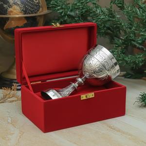 Calice en laiton gravé à la main personnalisé pour mariage, coupe à vin décorative, boîte en velours, cadeau de mariage, vaisselle de luxe - Product Image 2