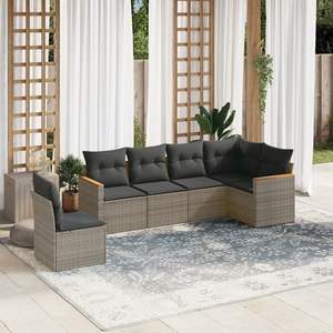 Conjunto de Sofás de Jardín de Ratán PE Gris y Acero con Recubrimiento en Polvo, Muebles de Exterior Duraderos - Product Image 1
