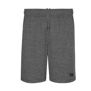 Men's Gray Solid Cotton Bermuda Shorts <b>Elastic</b> Waist Pockets Casual Breathable Knitted Mid Rise Short Pants - Product Image 2