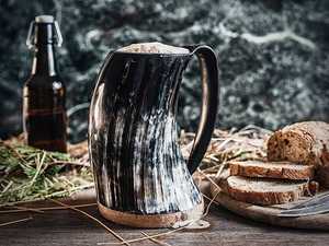 Mug en corne de buffle naturelle, style Viking, pour boire et déguster de la bière, qualité supérieure avec poignée en bois, best-seller d'Inde. - Product Image 3