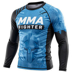 Camiseta de compresión MMA de manga larga para hombre, Rash Guard con estampado degradado de secado rápido, ¡Gran oferta! Camiseta de compresión MMA con estampado personalizado. - Product Image 3