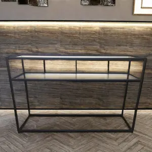 Modern Marble and Wooden Console Table with Glass Metal Top for Living Room and Bedroom Home Furniture