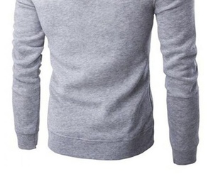 Men's Royal <b>Blue</b> Hooded Zip-Up Sweatshirt Regular Fit Solid Color Casual Autumn Wear French Terry Fabric - Product Image 2