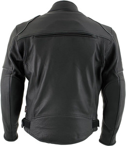 SAMROZ SPORTS Leather Men's <b>Racer</b> Style Collarless Premium Leather Motorcycle Biker Riders <b>Jackets</b> - Product Image 5