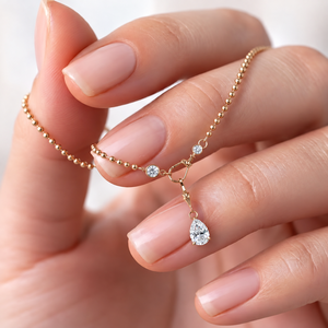 สร้อยคอทองคำแท้ 14K ประดับเพชรแล็บ 1.50 กะรัต E VVS รูปทรงหยดน้ำ พร้อมลูกปัดแบบโซ่ สำหรับผู้หญิง จี้รูปทรงลูกแพร์ ดีไซน์เก๋สำหรับงานปาร์ตี้ เครื่องประดับแฟชั่น - Product Image 6