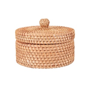 กล่องเก็บของหวายพร้อมฝาปิด สำหรับจัดระเบียบห้องครัว ตะกร้าสานทำมือสำหรับเก็บอาหาร อุปกรณ์เสริม และของตกแต่งบ้าน ขายส่ง - Product Image 3